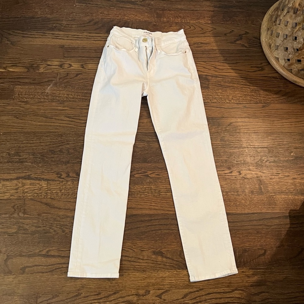 frame denim white jeans